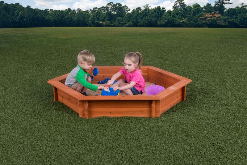 Hexagon Wooden Sandbox with Cover Creative Cedar Designs